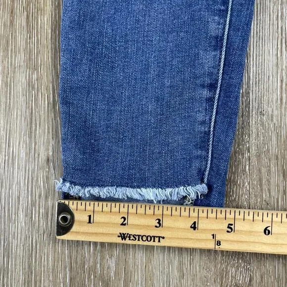 J. Crew Mercantile High Rise Straight Button Fly Jeans Women's 25 Destroyed Hem - Picture 3 of 10